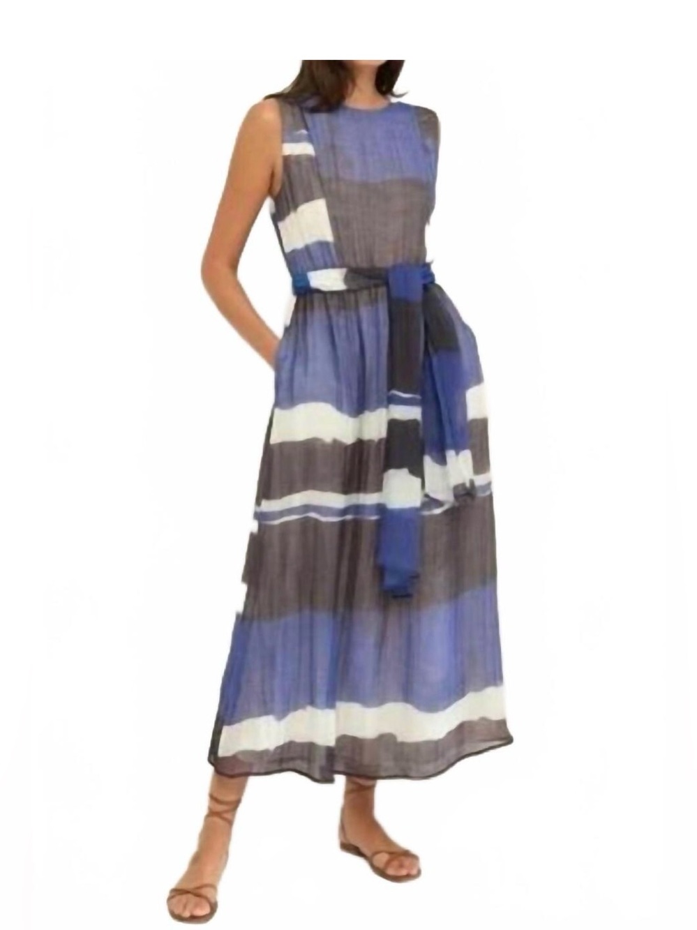 NEW NIC + ZOE gallery stripe luna dress in blue multi